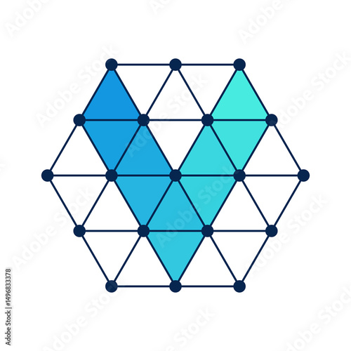 Monogram Logo SET Hexagonal Data Connect Icon 
