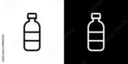 Water bottle icon stroke vector icon simple black style, illustration.