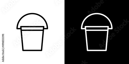 Water bucket icon stroke vector icon simple black style, illustration.