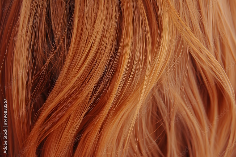 Fototapeta premium Closeup Texture of Wavy Auburn Hair Strands