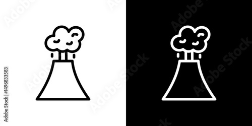 Volcano icon stroke vector icon simple black style, illustration.