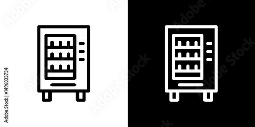Vending machine icon stroke vector icon simple black style, illustration.