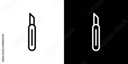 Utility knife icon stroke vector icon simple black style, illustration.