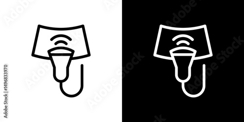 Ultrasonography icon stroke vector icon simple black style, illustration.