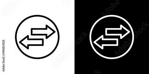 Transfer arrows icon stroke vector icon simple black style, illustration.