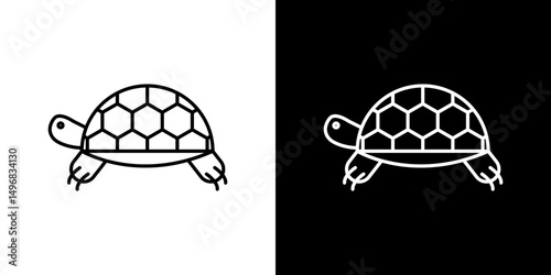 Tortoise icon stroke vector icon simple black style, illustration.