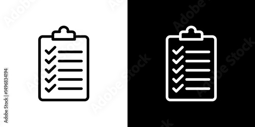 Todo list icon stroke vector icon simple black style, illustration.