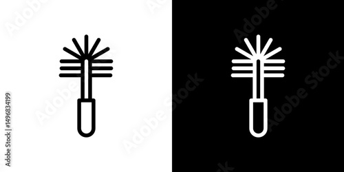 Toilet brush icon stroke vector icon simple black style, illustration.