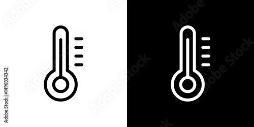 Thermometer icon stroke vector icon simple black style, illustration.