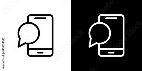 Text message icon stroke vector icon simple black style, illustration.