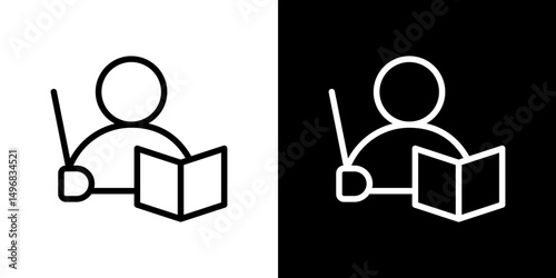 Teaching icon stroke vector icon simple black style, illustration.