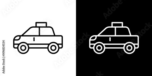 Taxi icon stroke vector icon simple black style, illustration.
