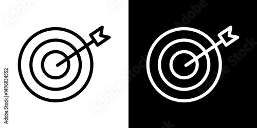 Target icon stroke vector icon simple black style, illustration.