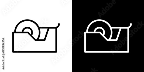 Tape dispenser icon stroke vector icon simple black style, illustration.