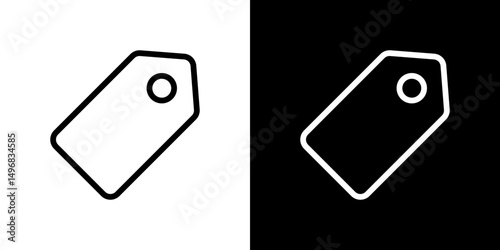 Tag icon stroke vector icon simple black style, illustration.