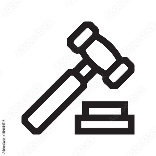 Gavel outline icon on whitebackground