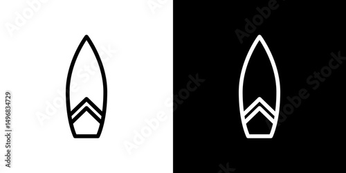 Surf board icon stroke vector icon simple black style, illustration.