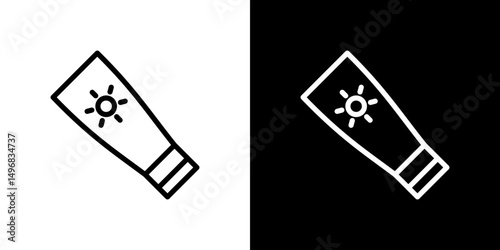 Sunscreen icon stroke vector icon simple black style, illustration.