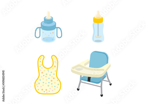 Set of baby goods icons stock illustration