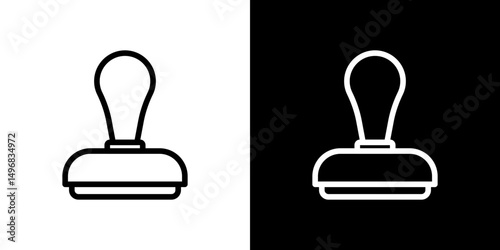 Stamp icon stroke vector icon simple black style, illustration.