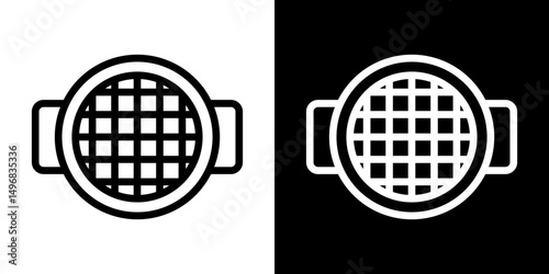 sieve icon stroke vector icon simple black style, illustration.