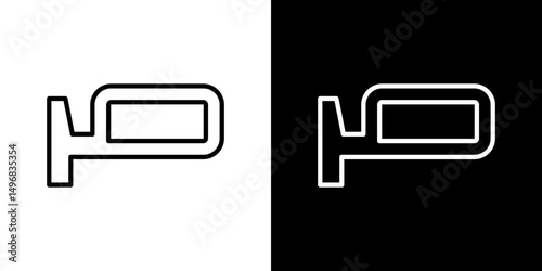 Side mirror icon stroke vector icon simple black style, illustration.