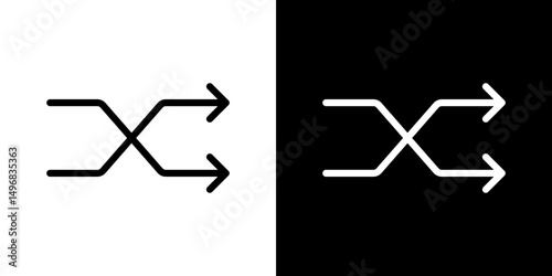 Shuffle icon stroke vector icon simple black style, illustration.