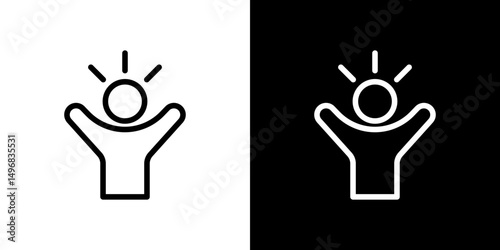 Self confidence icon stroke vector icon simple black style, illustration.