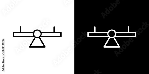Seesaw icon stroke vector icon simple black style, illustration.