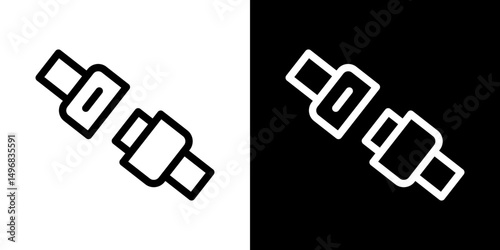 Seatbelt icon stroke vector icon simple black style, illustration.