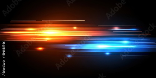Abstract vibrant speed lines in orange and blue