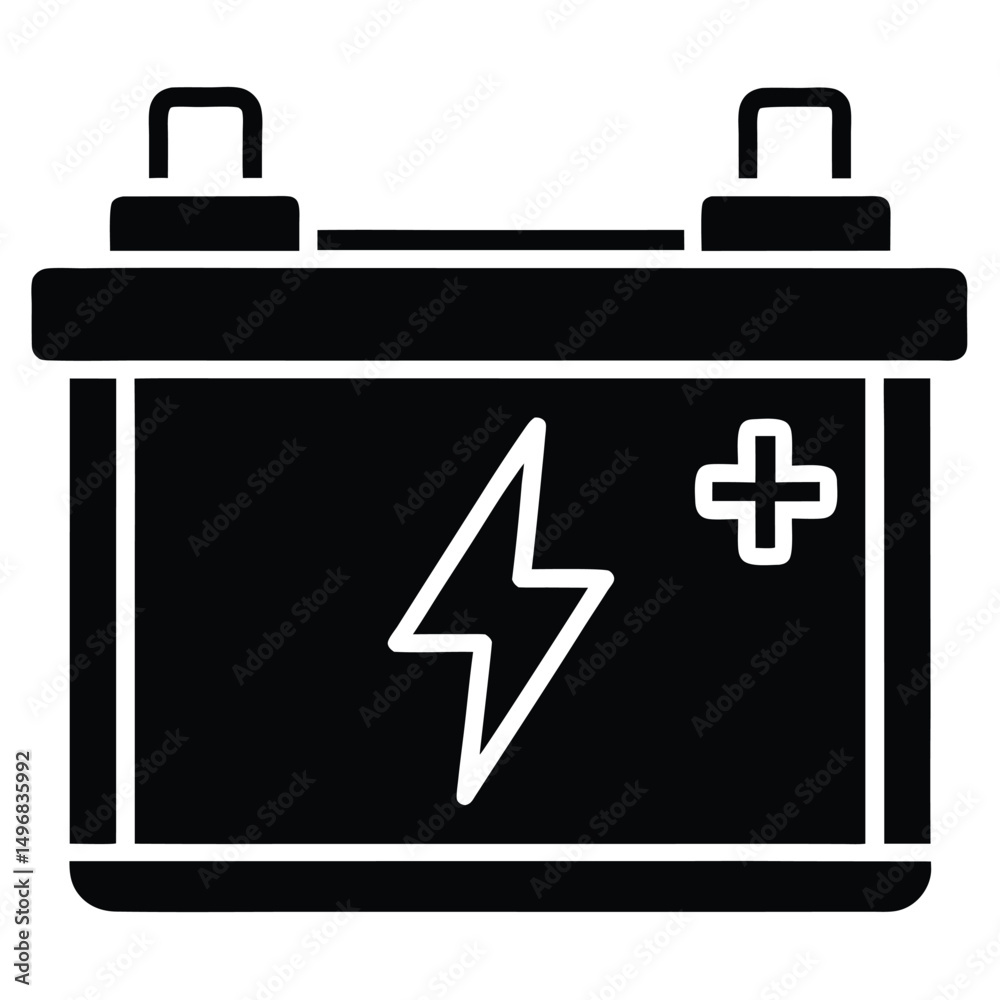 Power Source Illustration A Black and White Battery Icon for Energy and Technology Power Source Illustration A Black and White Battery Icon for Energy and Technology