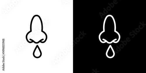 Runny nose icon stroke vector icon simple black style, illustration.