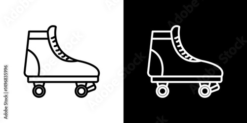 Roller skates icon stroke vector icon simple black style, illustration.