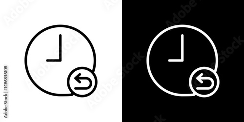 Rewind time icon stroke vector icon simple black style, illustration.