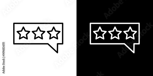Review icon stroke vector icon simple black style, illustration.