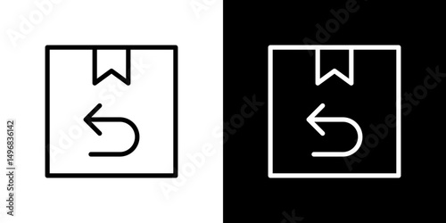 Return purchase icon stroke vector icon simple black style, illustration.