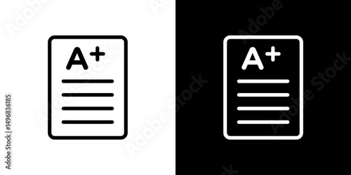 Report card icon stroke vector icon simple black style, illustration.