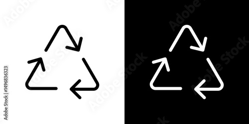 Recycle icon stroke vector icon simple black style, illustration.