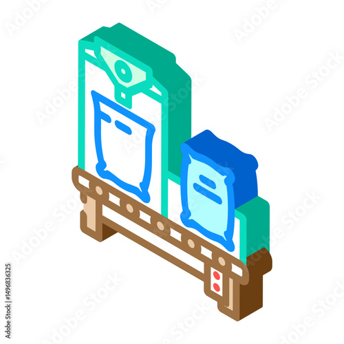 bagging machine cement production isometric icon vector illustration