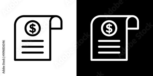 Receipt icon stroke vector icon simple black style, illustration.
