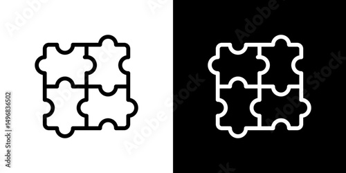 Puzzle piece icon stroke vector icon simple black style, illustration.