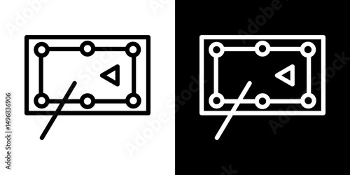 Pool table icon stroke vector icon simple black style, illustration.
