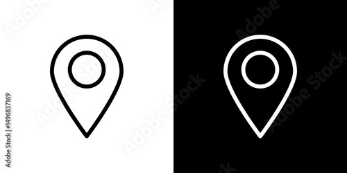 Pin icon stroke vector icon simple black style, illustration.