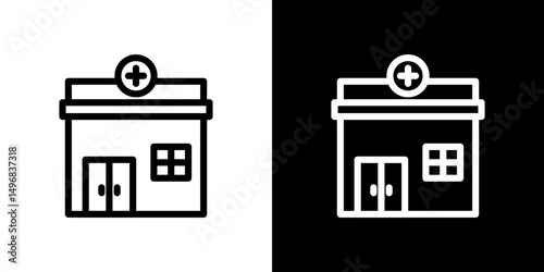 Pharmacy icon stroke vector icon simple black style, illustration.