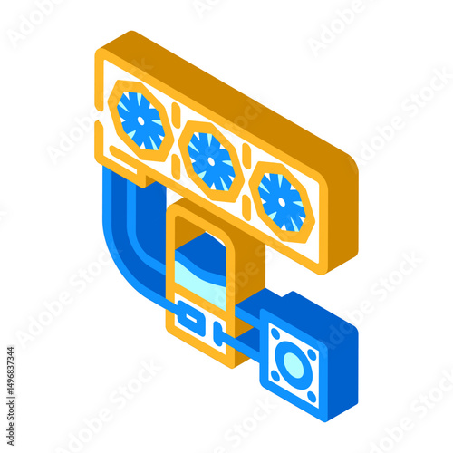 liquid cooling system gaming pc isometric icon vector illustration
