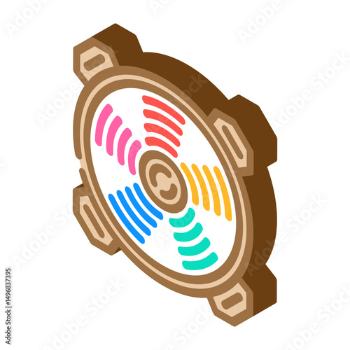 rgb led cooling fans gaming pc isometric icon vector illustration