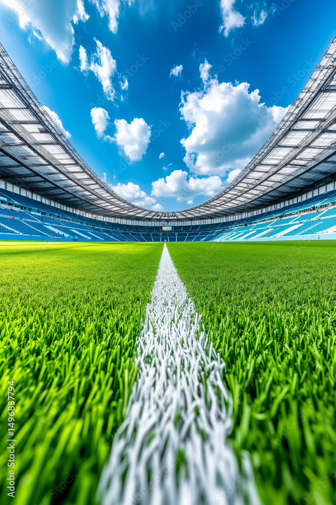 Fototapeta premium A soccer field with a white line in the middle of it