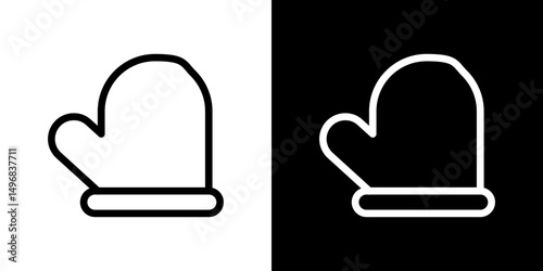 Oven mitt icon stroke vector icon simple black style, illustration.
