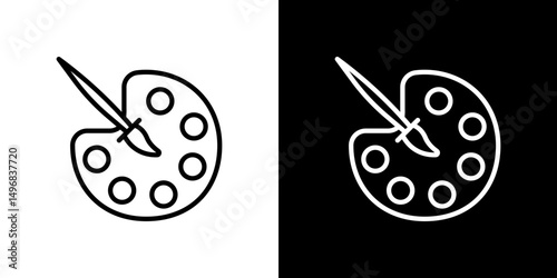 Palette icon stroke vector icon simple black style, illustration.